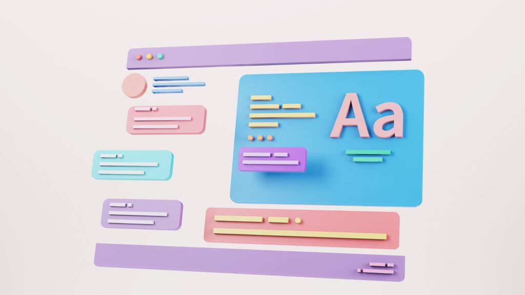 grafica de un ordenador mostrando distintas secciones de un diseño web